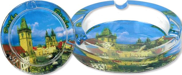 Skleněný popelník Praha 8 cm kulatý