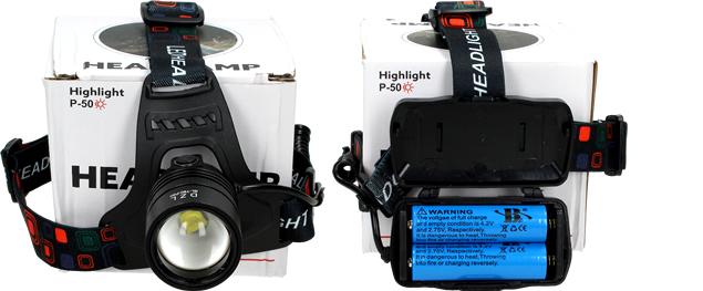 Nabíjecí LED čelovka Highlight P-50 s velkým světlometem
