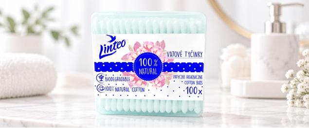 Papírové vatové tyčinky Linteo 100ks – box